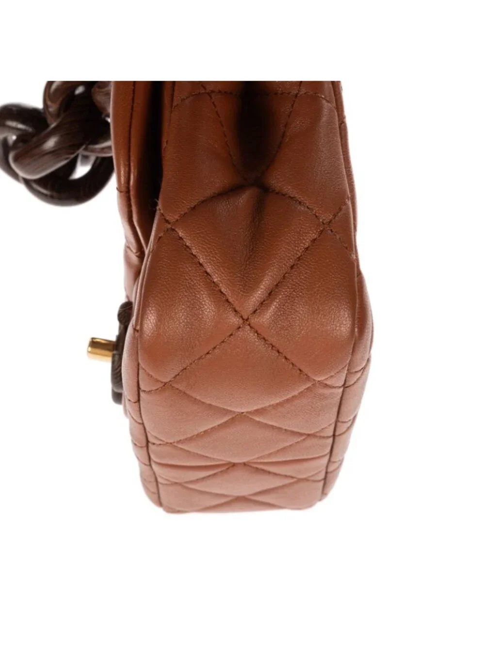 Chanel Mini Wenge Wood Flap Bag Brown Quilted Lambskin Leather